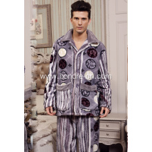 High Quality Printed Flannel Mens Pajamas Suit